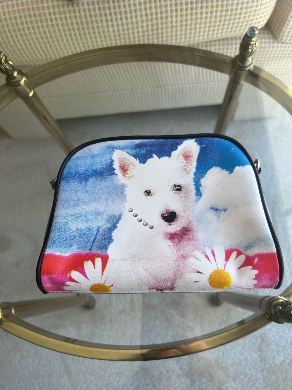 Vintage Limited Too Blue Puppy Rhinestone Purse